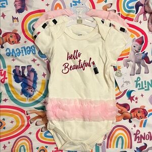 Little treasure 6 to 9 months Cream and Pink Baby Bodysuit